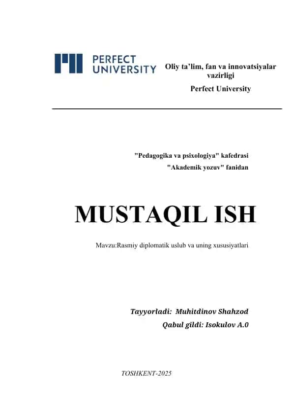 Rasmiy diplomatik uslub va uning xususiyatlari