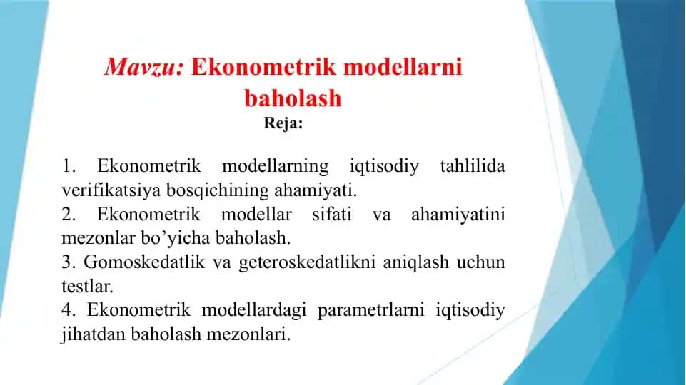 Ekonometrik modellarni baholash