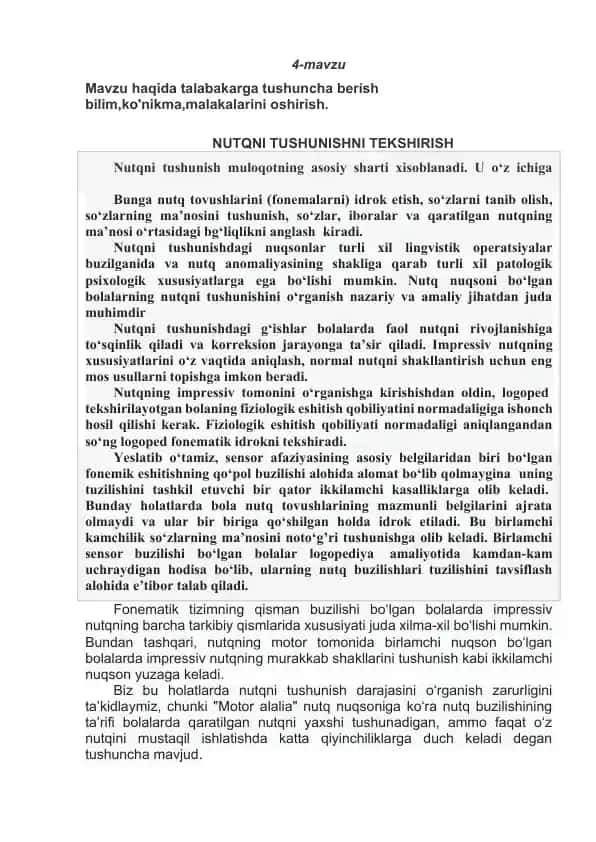 Nutqni tushunishni o'rganish