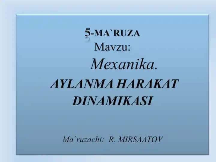 AYLANMA HARAKAT DINAMIKAST