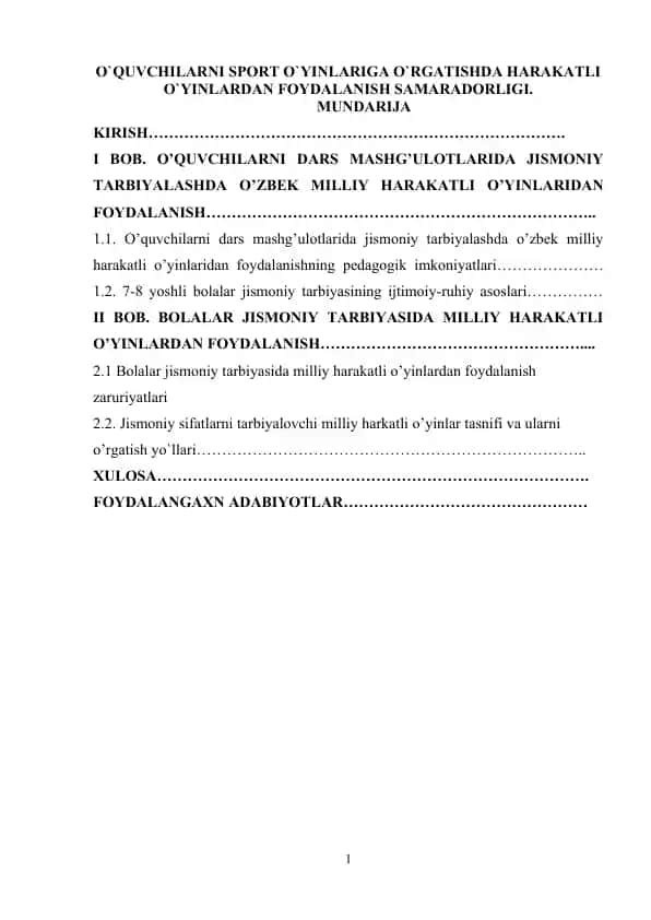 O'quvchilarni sport o'yinlariga o'rgatishda harakatli o'yinlardan foydalanish samaradorligi