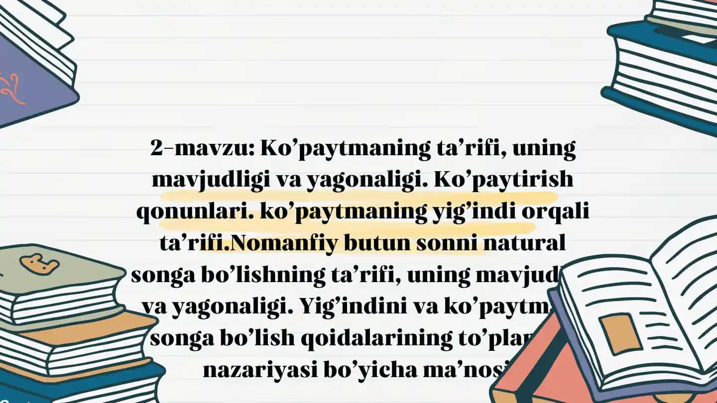 Ko'paytma ta'riflari