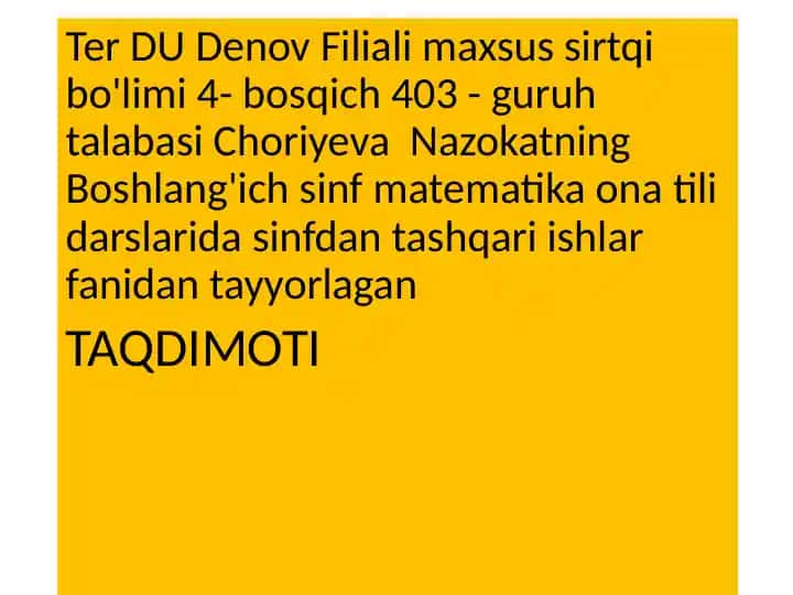 Matematik ertaliklar (kechalar) ommaviy tadbirlarni boshlang'ich sinflarda tashkil etish