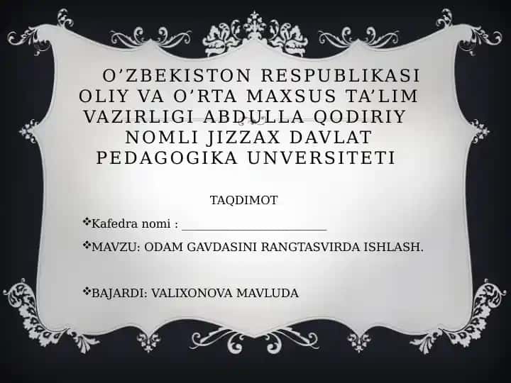 ODAM GAVDASINI RANGTASVIRDA ISHLASH