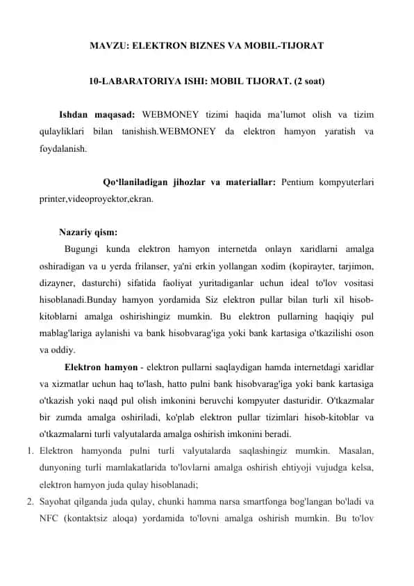 WEBMONEY elektron hamyon