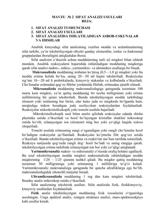 Sifat analizi usullari