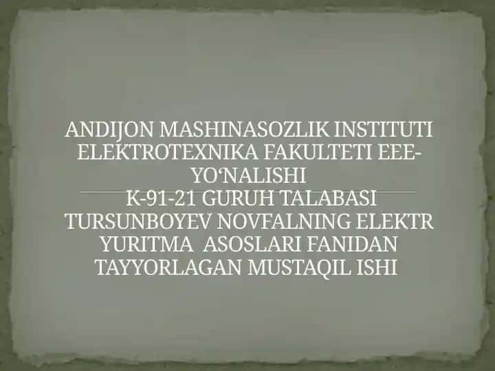 Sinxron mashinani ishga tushirish va revers qilish