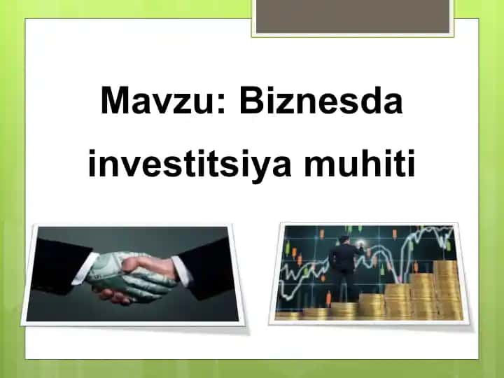 Biznesda investitsiya muhiti