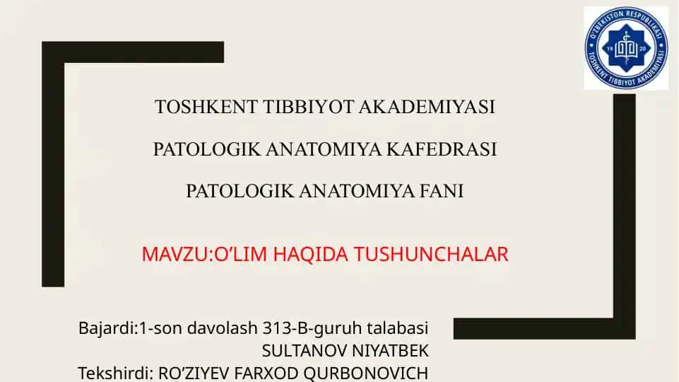 O’lim haqida ma'lumotlar