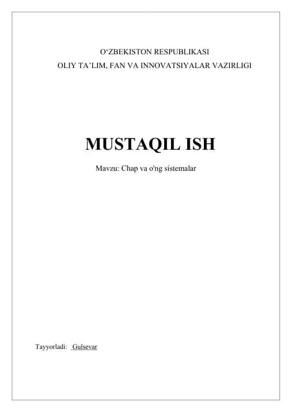 Chap va o'ng sistemalar