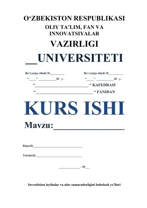 Investitsiya loyihalarining samaradorligini baholash yo'llari