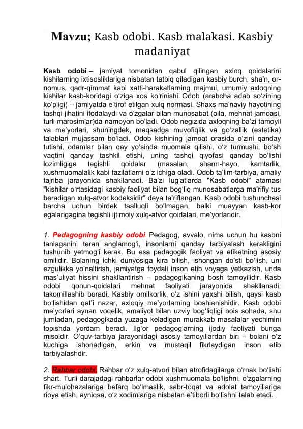 Kasb Odobi