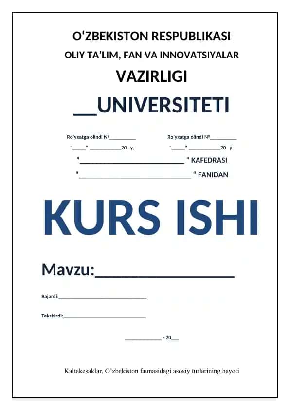 Kaltakesaklar haqida kurs ishi