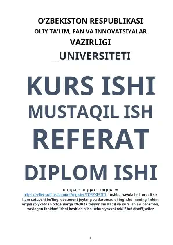 Kurs ishi “Yumshoq o’yinchoqlarni loyihalash va modellashtirish”