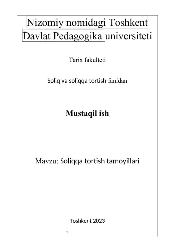 Soliqqa tortish tamoyillari