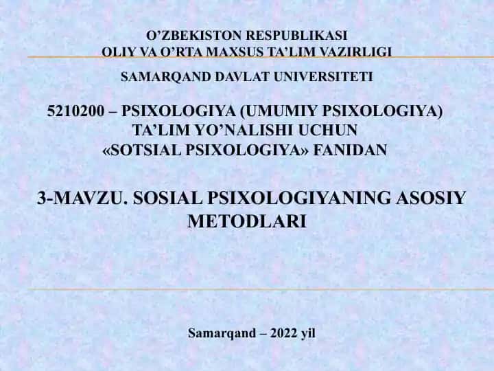 Sotsial psixologiya metodlari