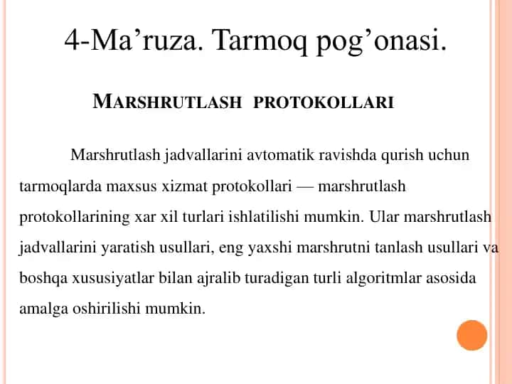 MARSHRUTLASH PROTOKOLLARI