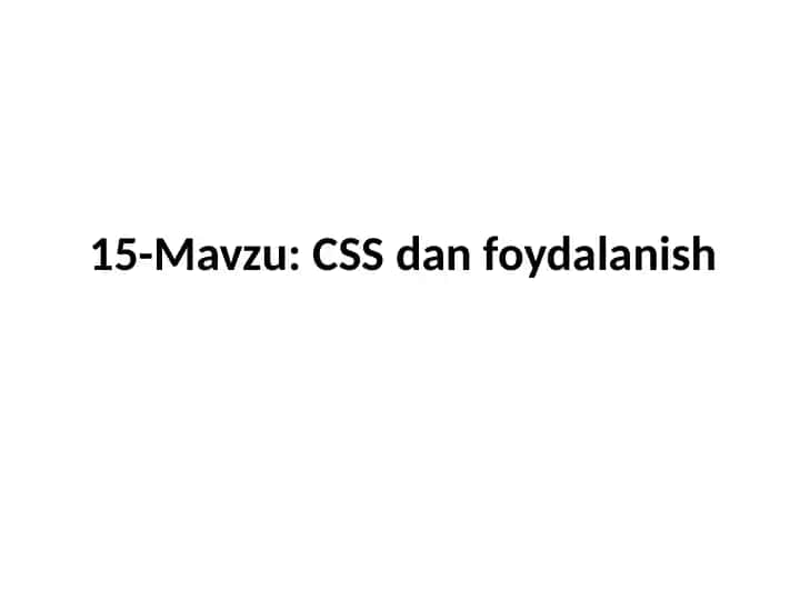 CSSdanfoydalanish