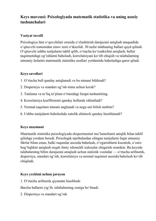 Psixologiyada Matematik Statistika