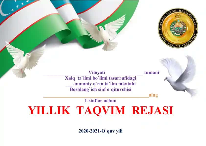 ONA TILI fanidan o‘quv DASTURi (1-4 SINF) UQTIRISH XATI