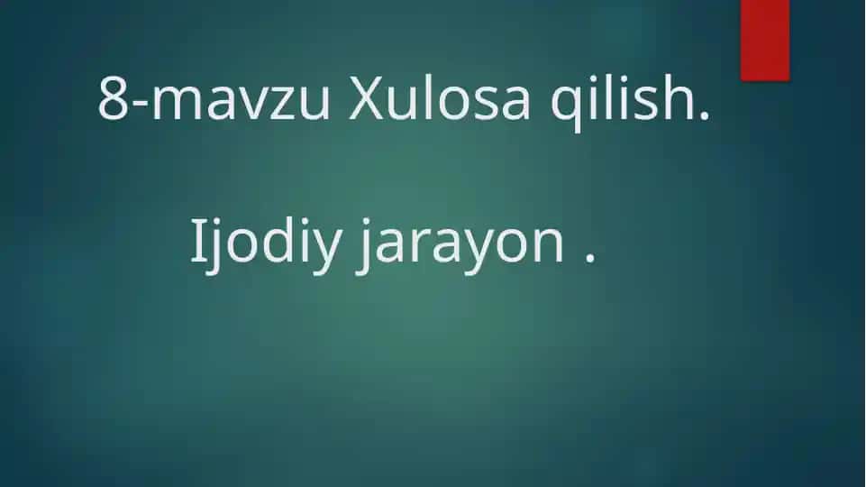 Xulosa Qilish