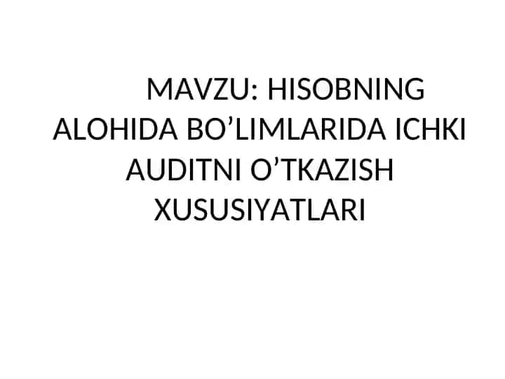 Internal Audit Process Specifics