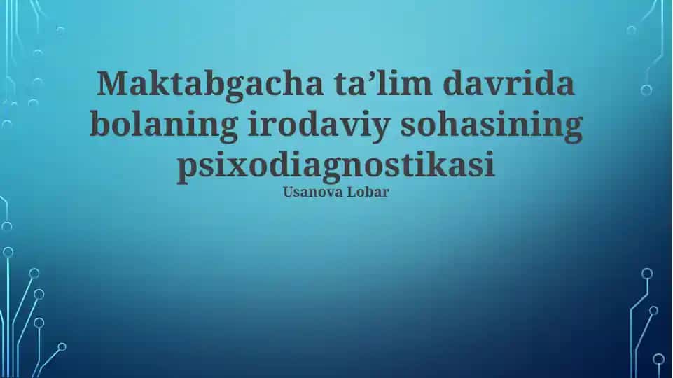 Irodaviy Sohada Yoshga Bog'liq Psixodiagnostika