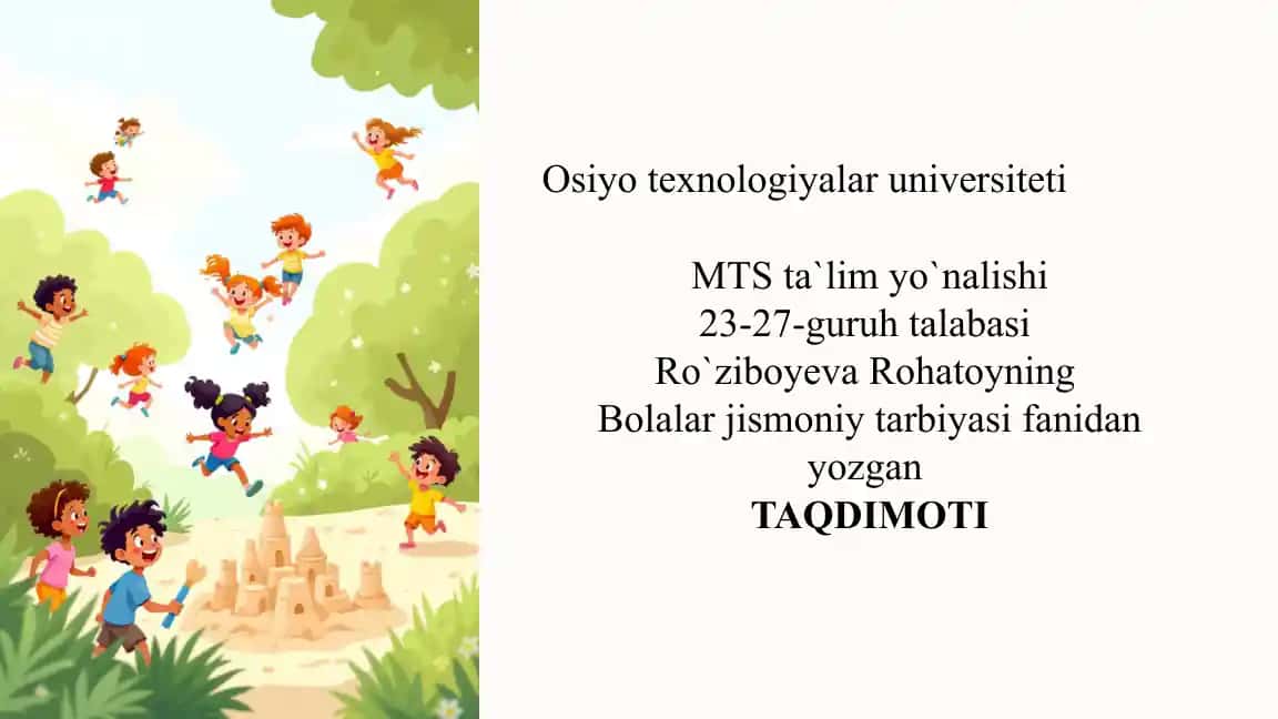 Maktabgacha Yoshdagi Bolalarni Jismoniy Rivojlanishini Nazorat Qilish