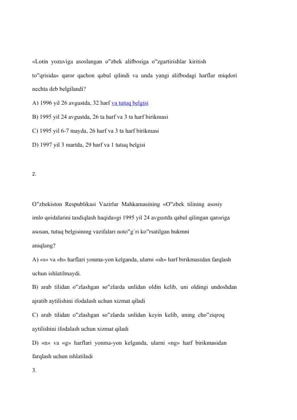 O‘zbek alifbosining lotin yozuvi asosida o‘zgartirishlar qo‘shish to‘g‘risida qarorlar