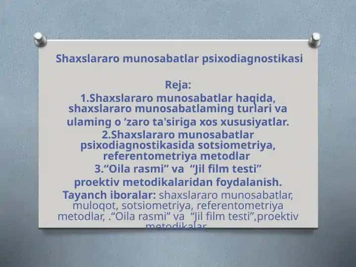 Shaxslararo munosabatlar psixodiagnostikasi
