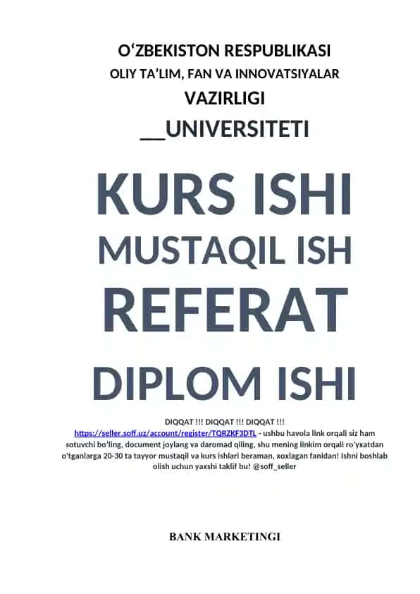 Bank marketingi kurs ishi