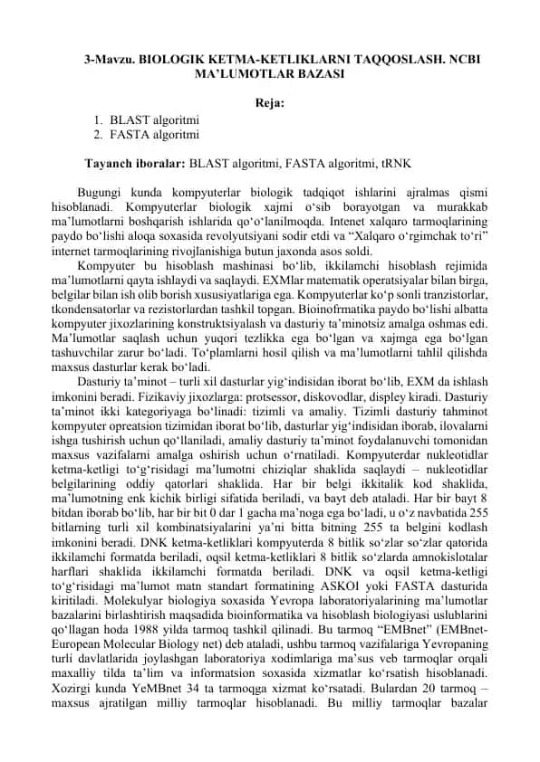 BLAST algoritmi, FASTA algoritmi