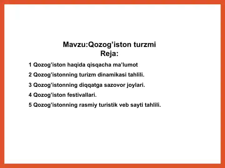 Qozog’iston turzmi