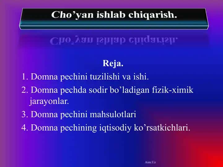 Domna pechi tuzilishi va ishi