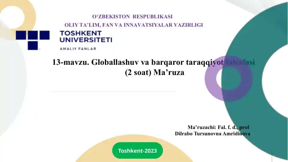 Globallashuv va barqaror taraqqiyot falsafasi
