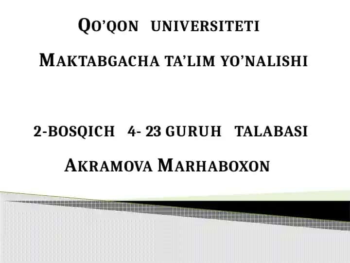Maktabgacha ta'lim yo'nalishi