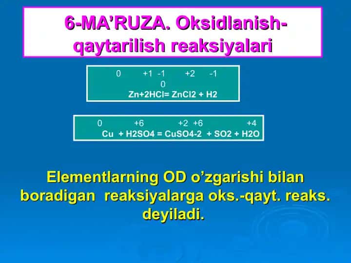 Oksidlanish-qaytarilish reaksiyalari