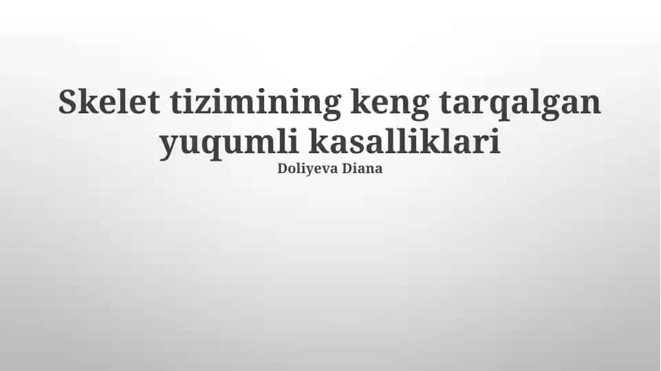 Skelet tizimining keng tarqalgan yuqumli kasalliklari