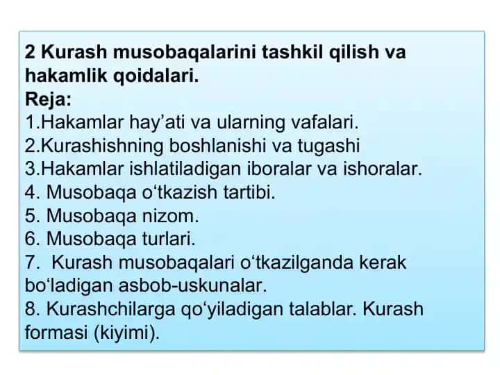 Kurash musobaqalari va hakamlik qoidalari