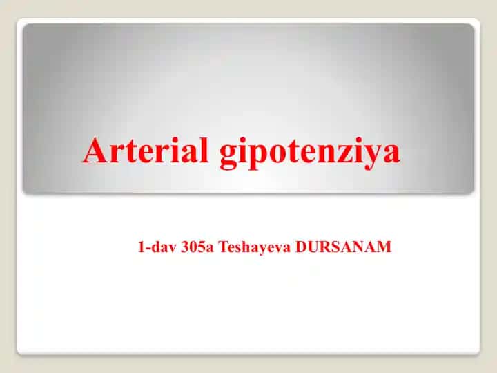 Arterial gipotenziya
