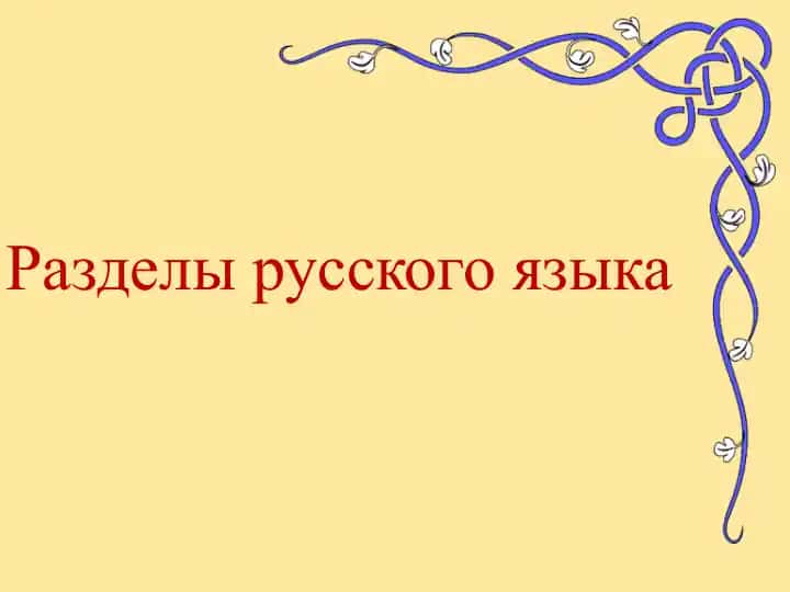 Разделы русского языка