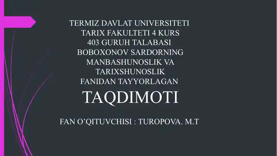 Tarix fakulteti taqdimoti
