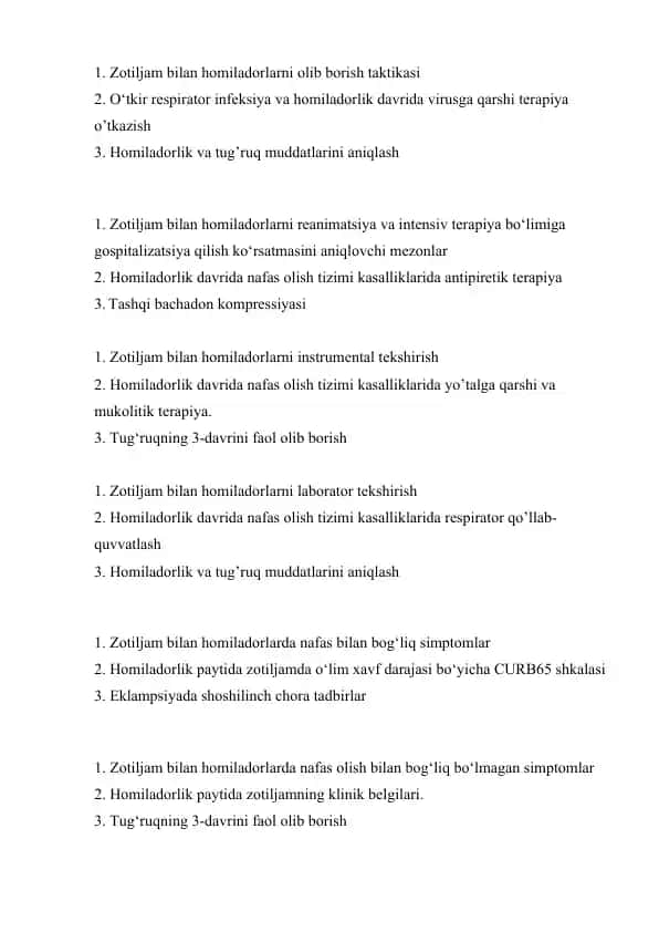 Zotiljam bilan homiladorlarni olib borish taktikasi