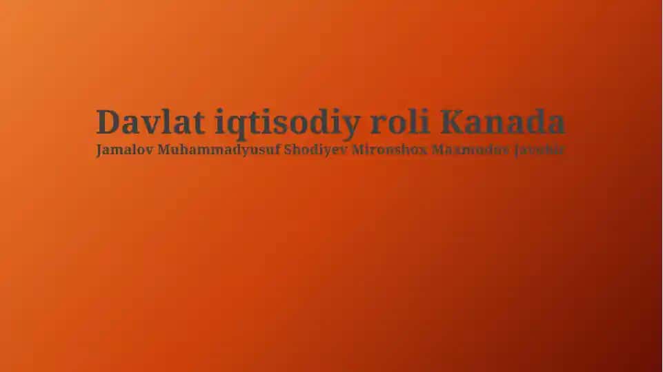 Davlat iqtisodiy roli Kanada