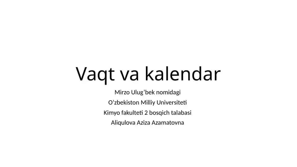 Vaqt va kalendar