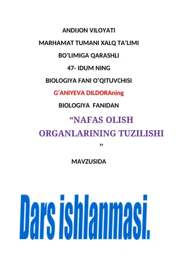 Nafas Olish Azolarining Tuzilishi