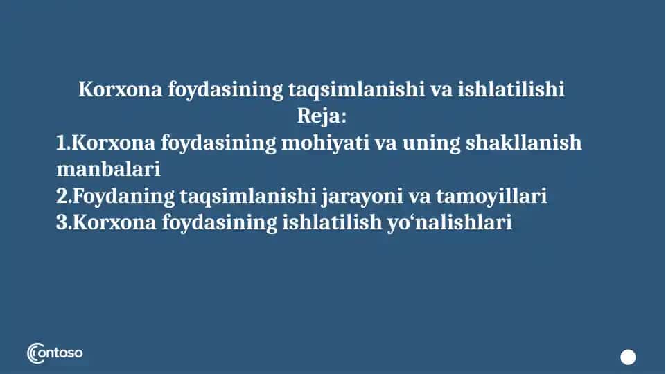 Korxona foydasining taqsimlanishi va ishlatilishi
