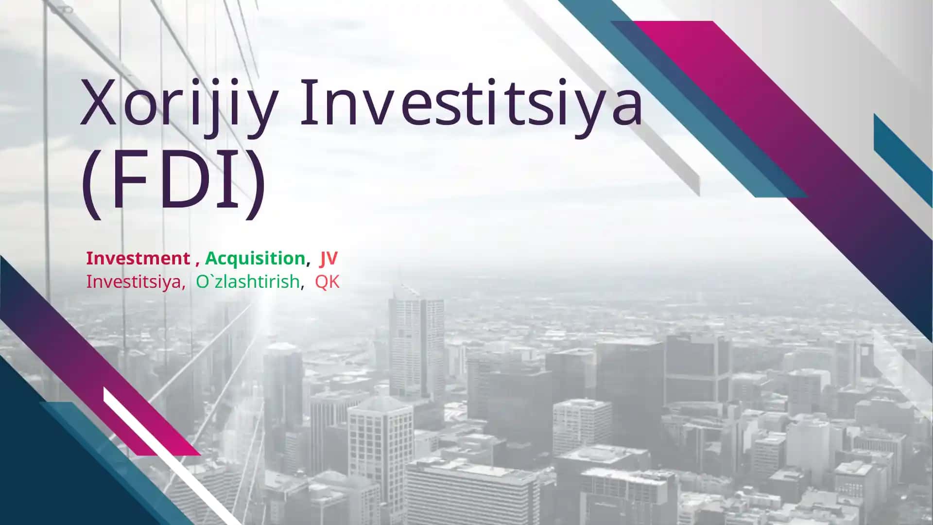 Xorijiy Investitsiya(FDI)
