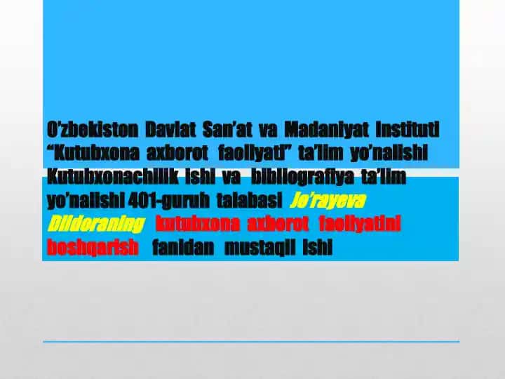 Kutubxona axborot faoliyatini boshqarish usullari