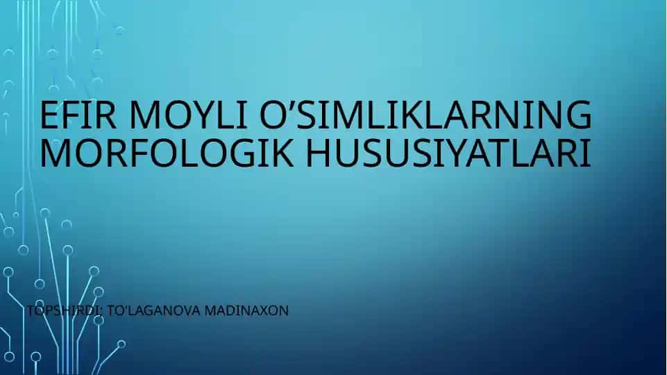 Efirmoyliekinlar morfologik hususiyatlari